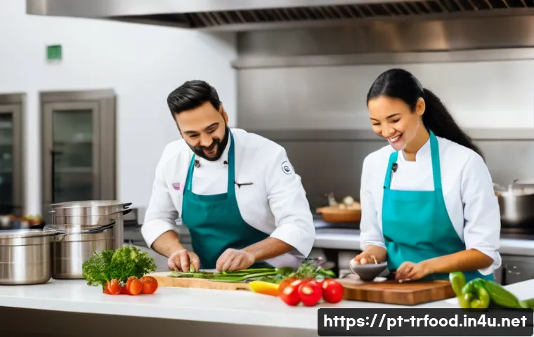 전통음식조리사 국제 네트워크 만들기 - A vibrant international culinary workshop scene showing a diverse group of professional chefs from v...